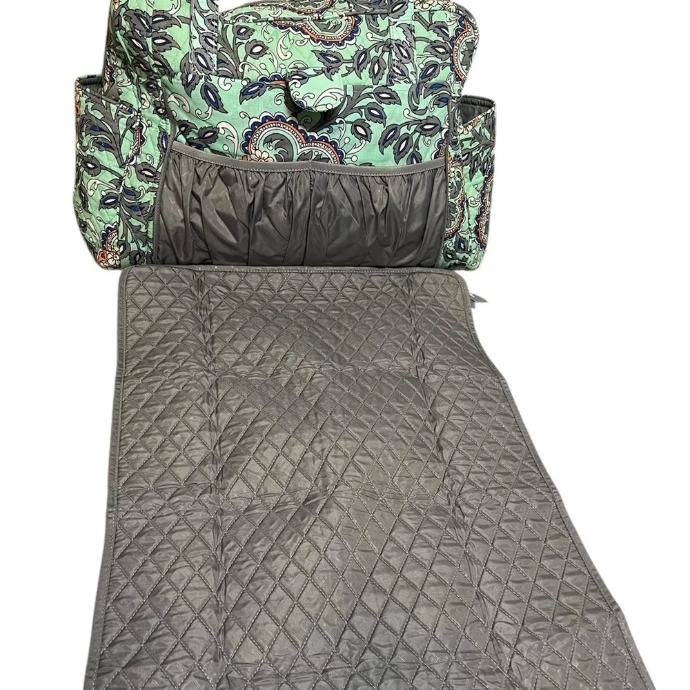 Vera Bradley Quilted Baby Bag w/ Changing Pad – Mint Paisley – NWOT - Picture 3 of 6